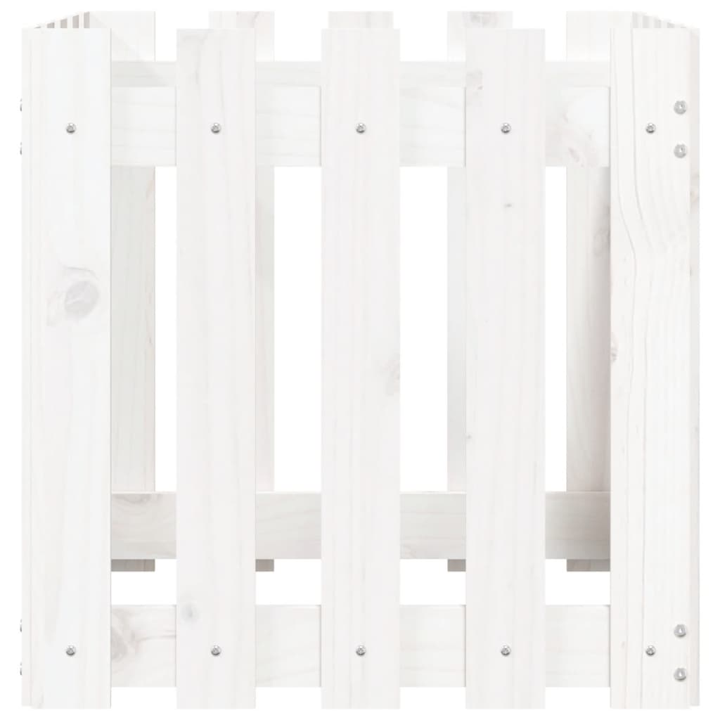 vidaXL Garden Planter with Fence Design White 50x50x50 cm Solid Wood Pine