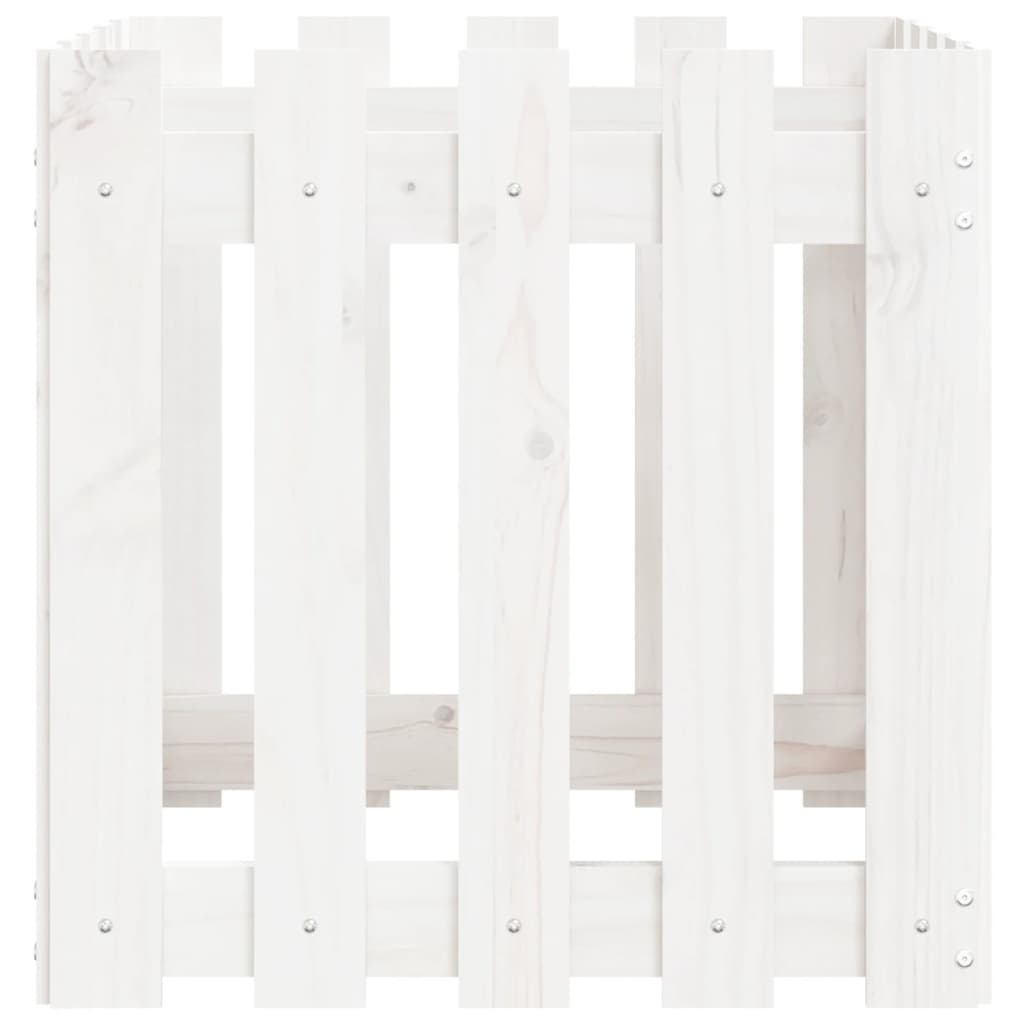 vidaXL Garden Planter with Fence Design White 50x50x50 cm Solid Wood Pine