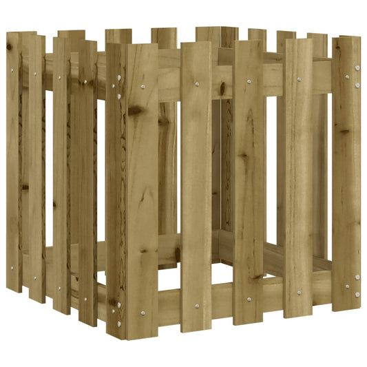 vidaXL Garden Planter with Fence Design 50x50x50 cm Impregnated Wood Pine