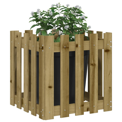 vidaXL Garden Planter with Fence Design 50x50x50 cm Impregnated Wood Pine