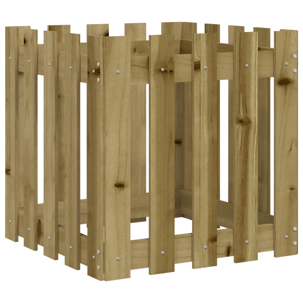 vidaXL Garden Planter with Fence Design 50x50x50 cm Impregnated Wood Pine