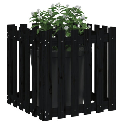 vidaXL Garden Planter with Fence Design Black 60x60x60 cm Solid Wood Pine