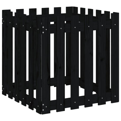 vidaXL Garden Planter with Fence Design Black 60x60x60 cm Solid Wood Pine