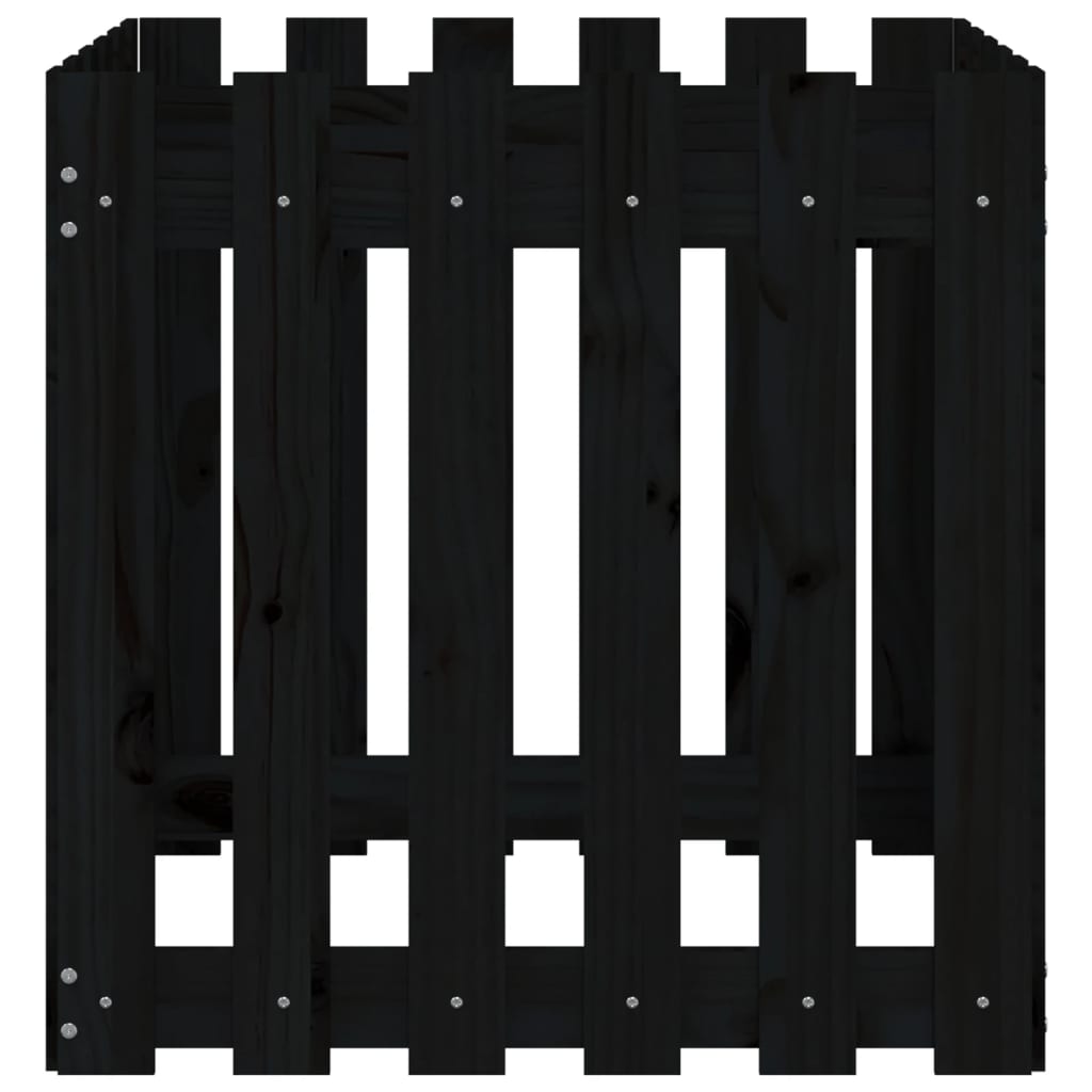 vidaXL Garden Planter with Fence Design Black 60x60x60 cm Solid Wood Pine
