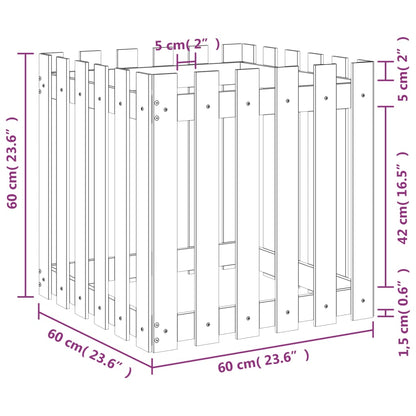 vidaXL Garden Planter with Fence Design 60x60x60 cm Impregnated Wood Pine