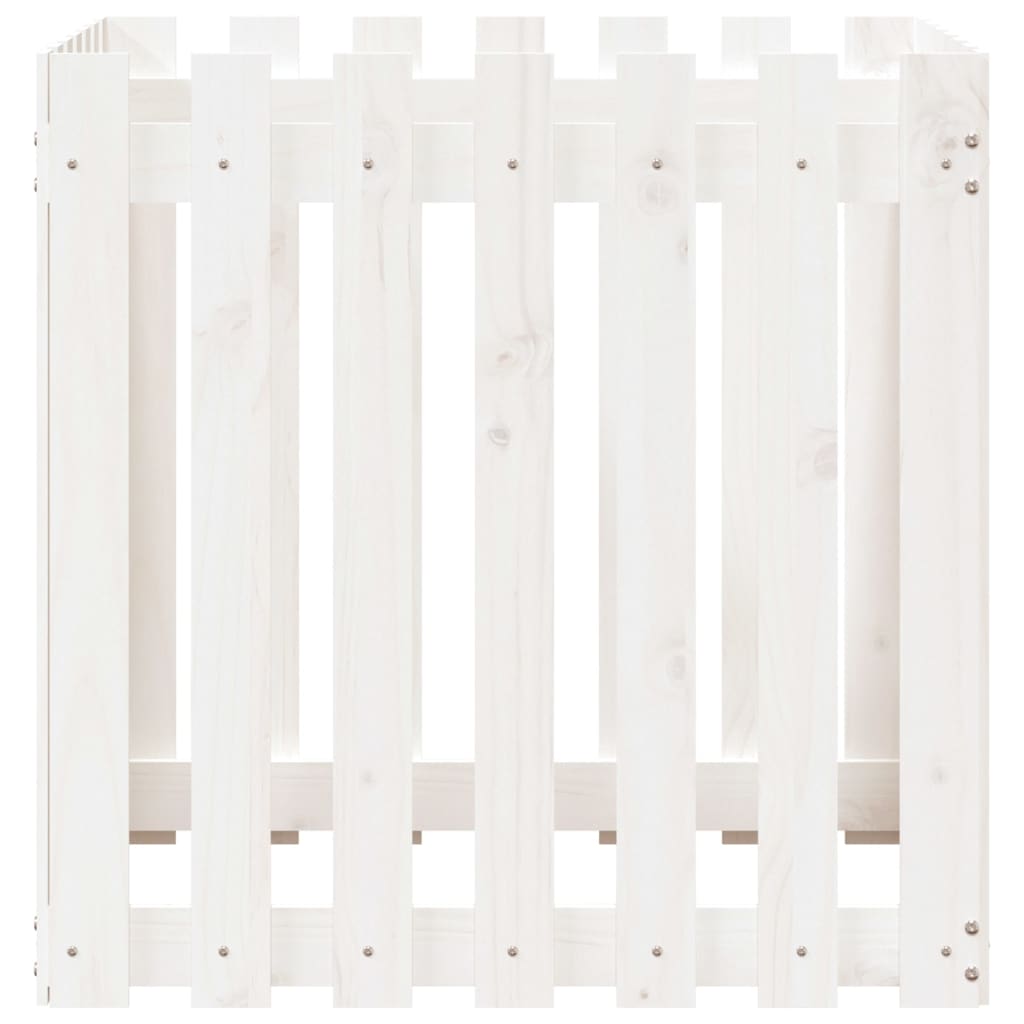 vidaXL Garden Planter with Fence Design White 70x70x70 cm Solid Wood Pine