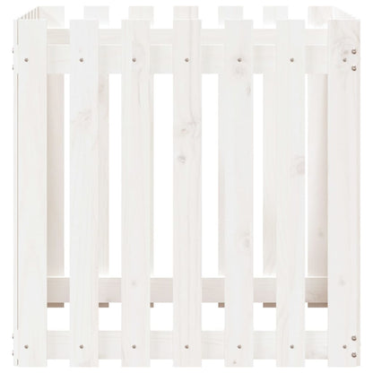 vidaXL Garden Planter with Fence Design White 70x70x70 cm Solid Wood Pine