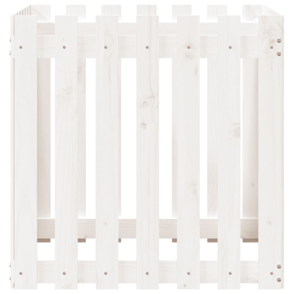 vidaXL Garden Planter with Fence Design White 70x70x70 cm Solid Wood Pine