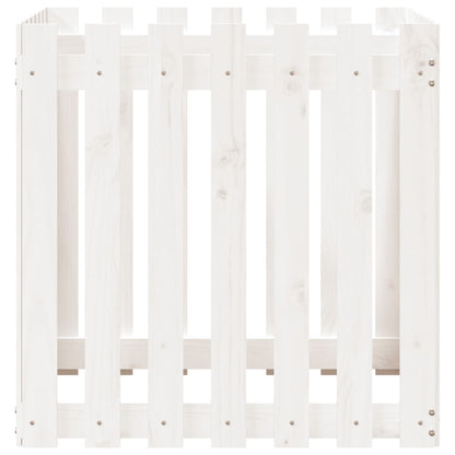 vidaXL Garden Planter with Fence Design White 70x70x70 cm Solid Wood Pine