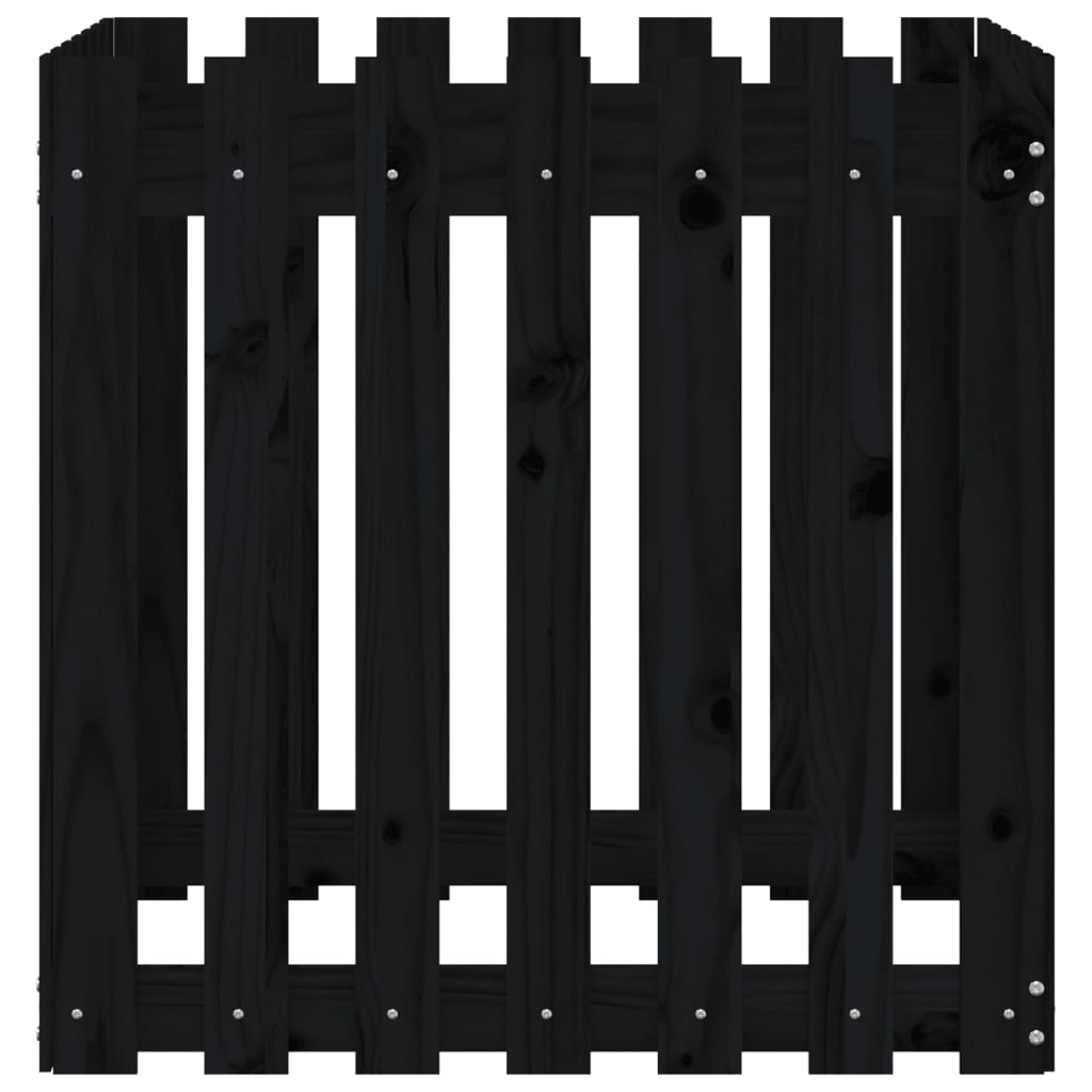 vidaXL Garden Planter with Fence Design Black 70x70x70 cm Solid Wood Pine