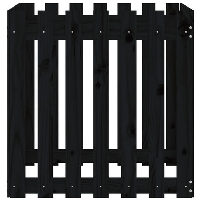 vidaXL Garden Planter with Fence Design Black 70x70x70 cm Solid Wood Pine