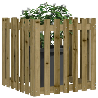 vidaXL Garden Planter with Fence Design 70x70x70 cm Impregnated Wood Pine