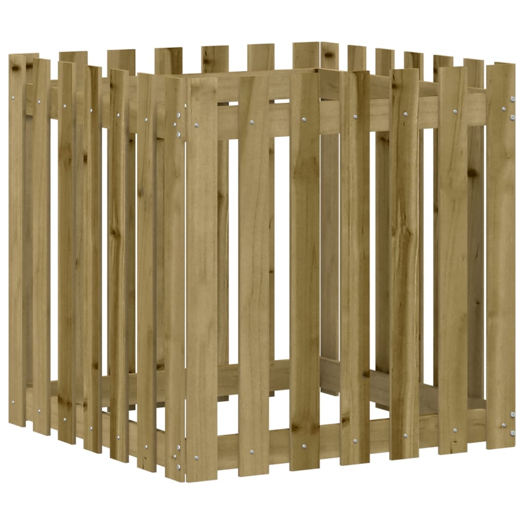 vidaXL Garden Planter with Fence Design 70x70x70 cm Impregnated Wood Pine