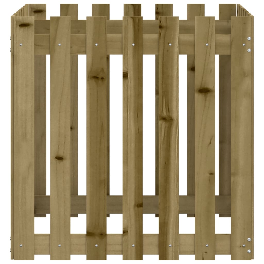 vidaXL Garden Planter with Fence Design 70x70x70 cm Impregnated Wood Pine