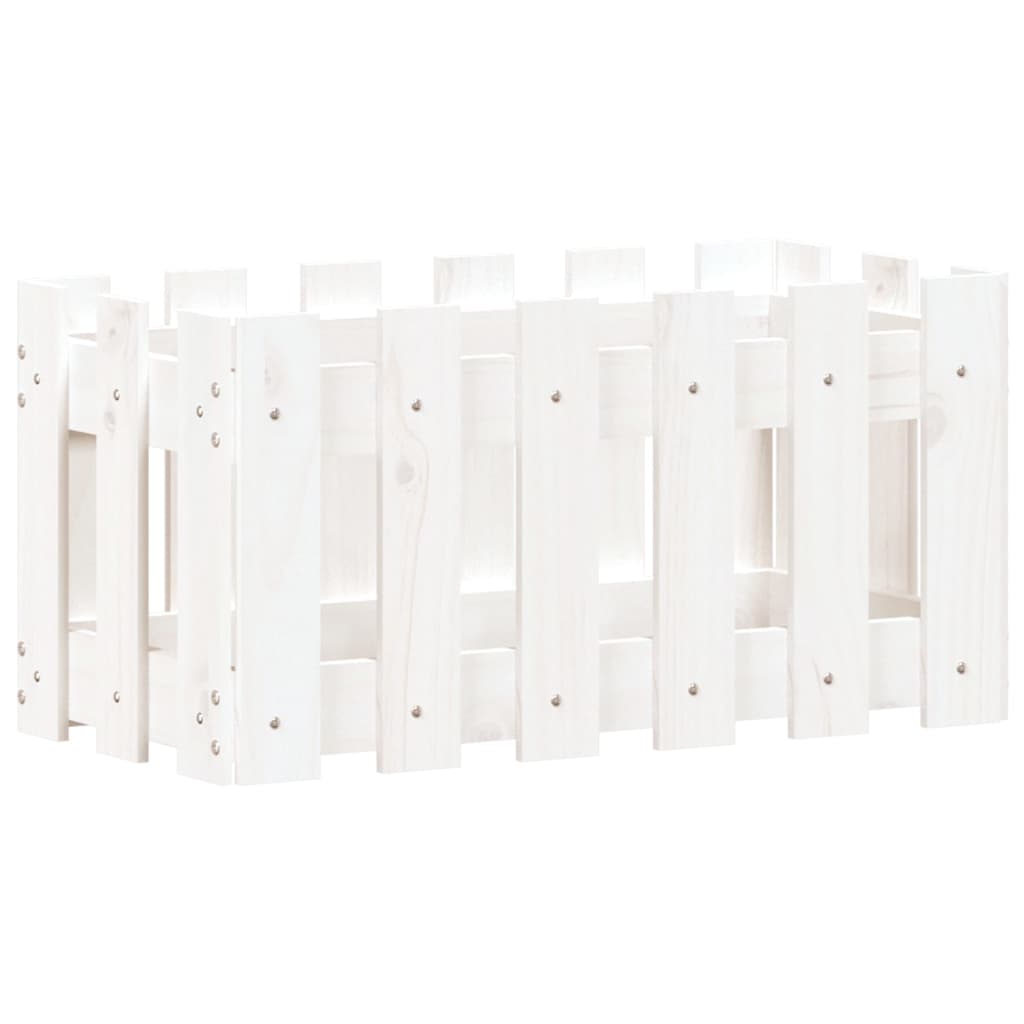 vidaXL Garden Planter with Fence Design White 60x30x30 cm Solid Wood Pine