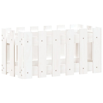 vidaXL Garden Planter with Fence Design White 60x30x30 cm Solid Wood Pine