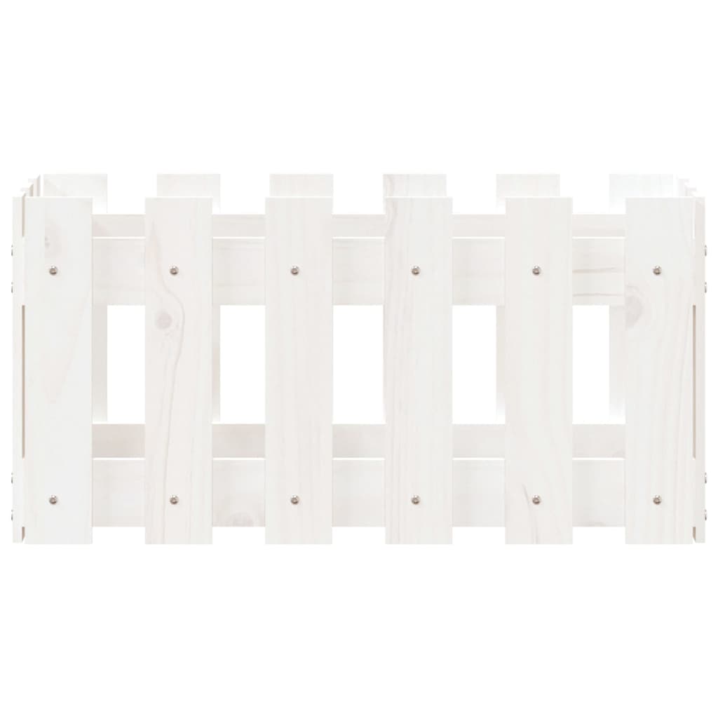 vidaXL Garden Planter with Fence Design White 60x30x30 cm Solid Wood Pine