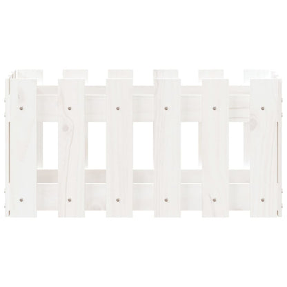 vidaXL Garden Planter with Fence Design White 60x30x30 cm Solid Wood Pine