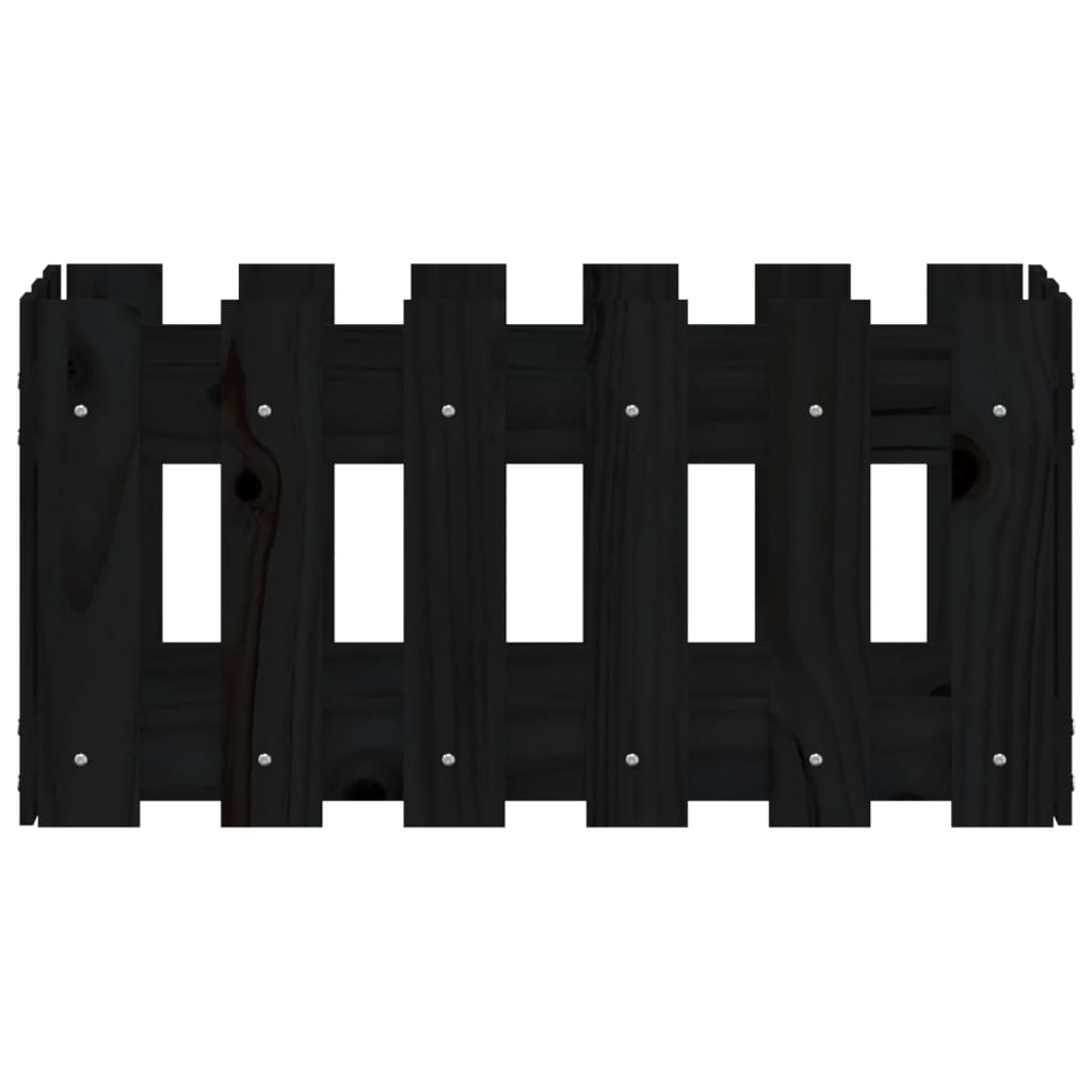 vidaXL Garden Planter with Fence Design Black 60x30x30 cm Solid Wood Pine