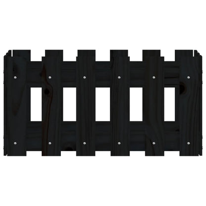 vidaXL Garden Planter with Fence Design Black 60x30x30 cm Solid Wood Pine