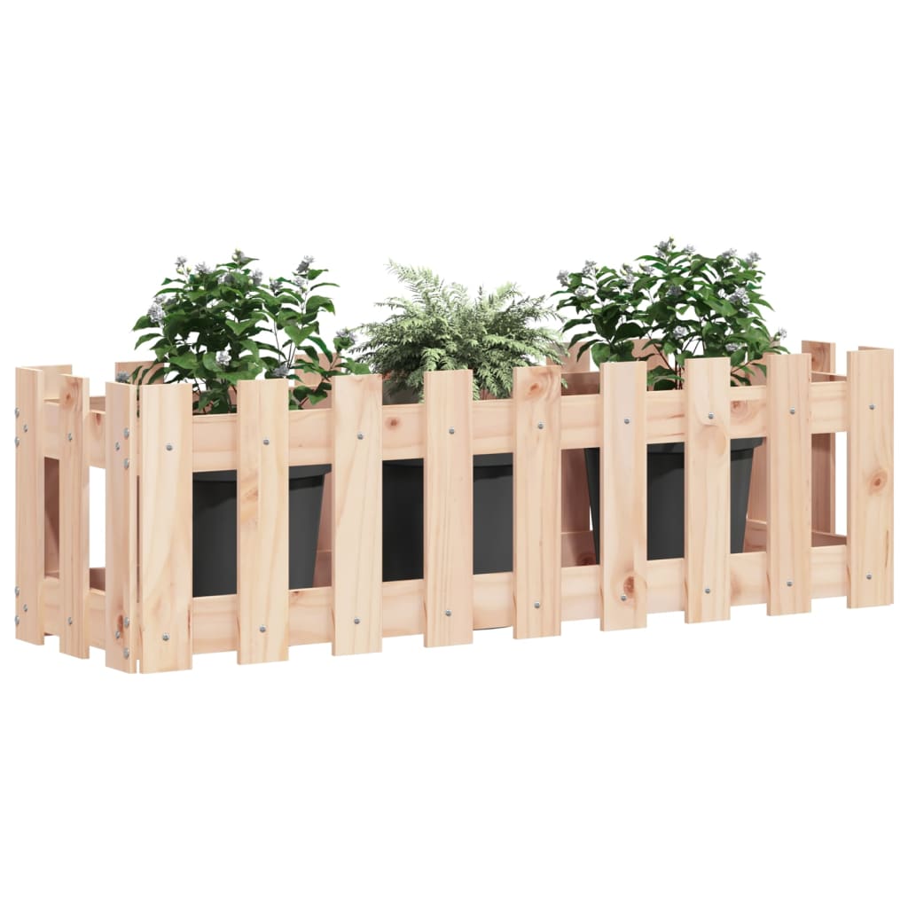 vidaXL Garden Raised Bed with Fence Design 100x30x30 cm Solid Wood Pine