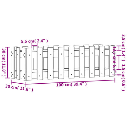 vidaXL Garden Raised Bed with Fence Design 100x30x30 cm Solid Wood Pine