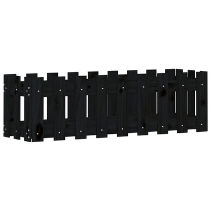 vidaXL Garden Raised Bed with Fence Design Black 100x30x30 cm Solid Wood Pine