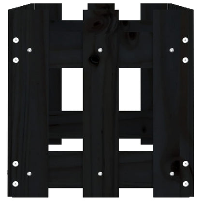 vidaXL Garden Raised Bed with Fence Design Black 100x30x30 cm Solid Wood Pine