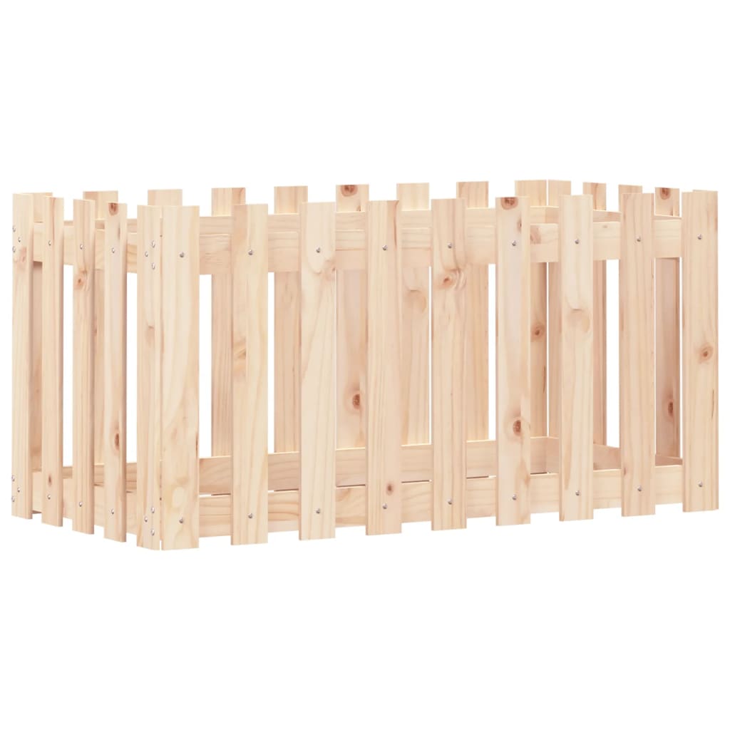 vidaXL Garden Raised Bed with Fence Design 100x50x50 cm Solid Wood Pine