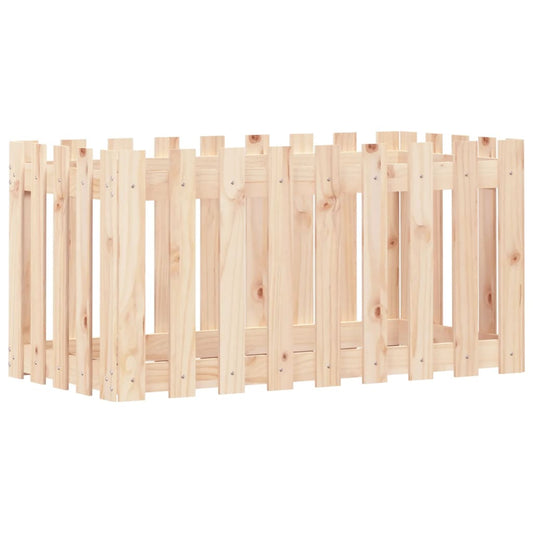 vidaXL Garden Raised Bed with Fence Design 100x50x50 cm Solid Wood Pine
