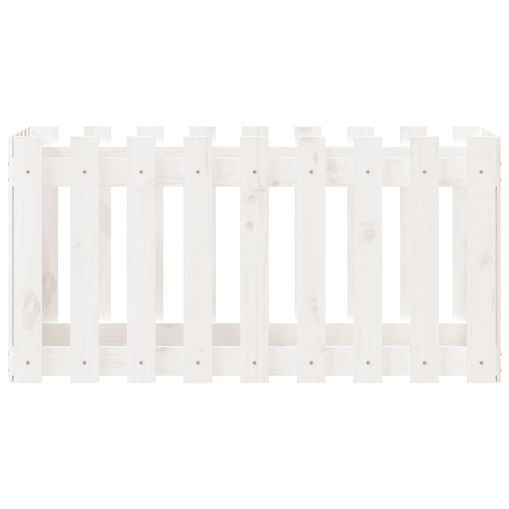 vidaXL Garden Raised Bed with Fence Design White 100x50x50 cm Solid Wood Pine