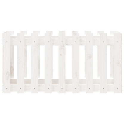 vidaXL Garden Raised Bed with Fence Design White 100x50x50 cm Solid Wood Pine