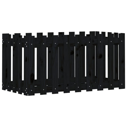 vidaXL Garden Raised Bed with Fence Design Black 100x50x50 cm Solid Wood Pine