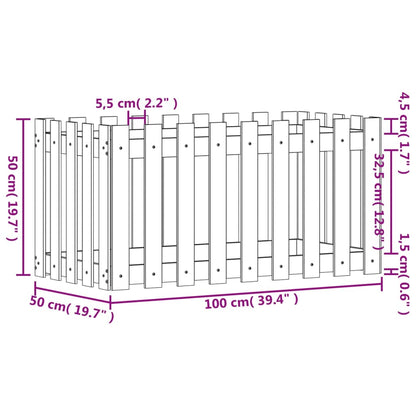 vidaXL Garden Raised Bed with Fence Design 100x50x50 cm Solid Wood Douglas