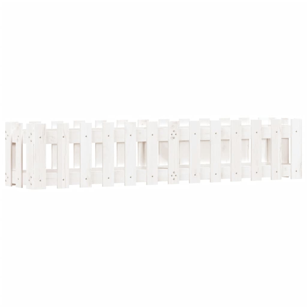 vidaXL Garden Raised Bed with Fence Design White 150x30x30 cm Solid Wood Pine