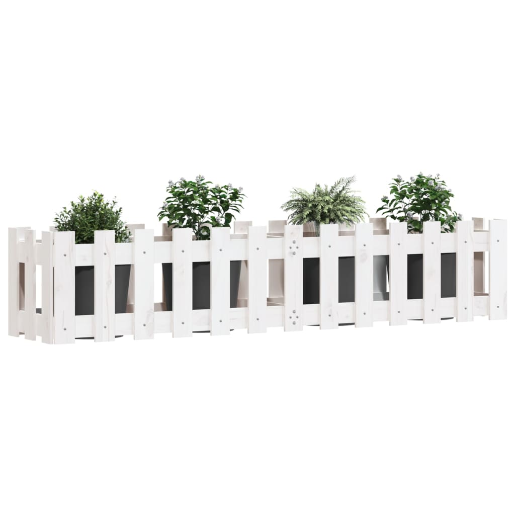 vidaXL Garden Raised Bed with Fence Design White 150x30x30 cm Solid Wood Pine