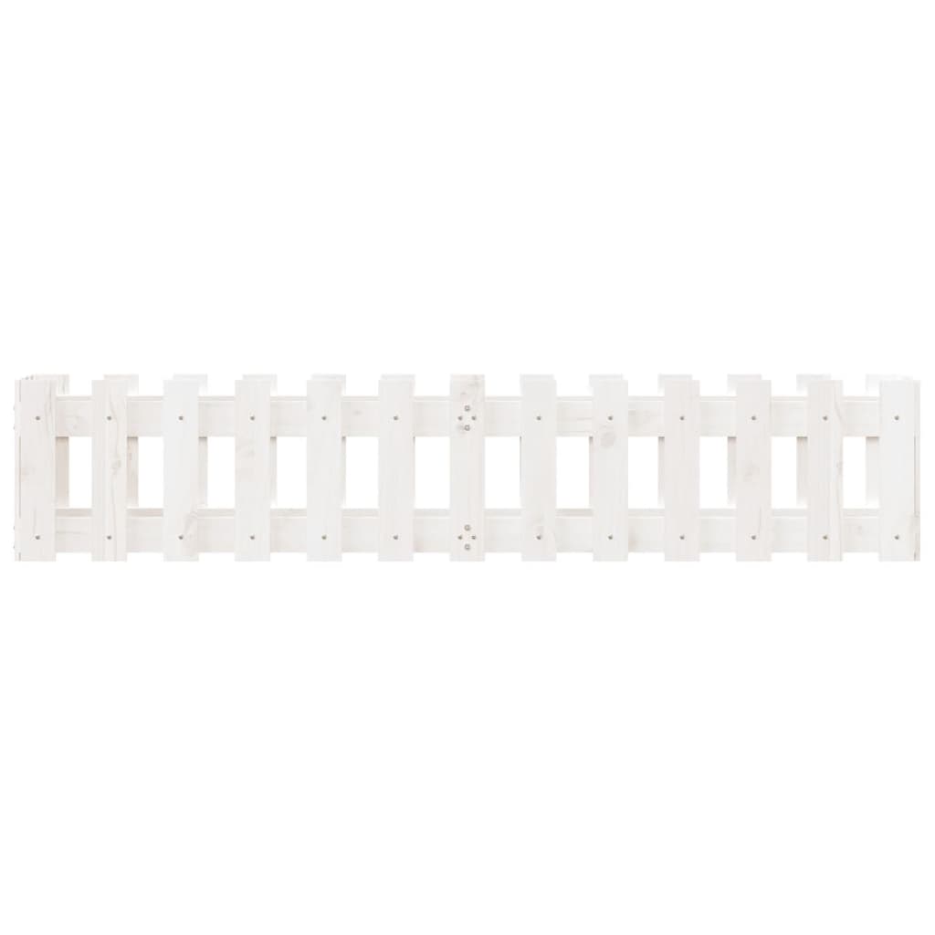 vidaXL Garden Raised Bed with Fence Design White 150x30x30 cm Solid Wood Pine