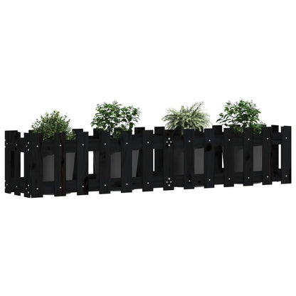 vidaXL Garden Raised Bed with Fence Design Black 150x30x30 cm Solid Wood Pine