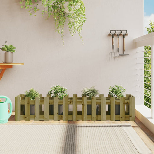 vidaXL Garden Raised Bed with Fence Design 150x30x30 cm Impregnated Wood Pine