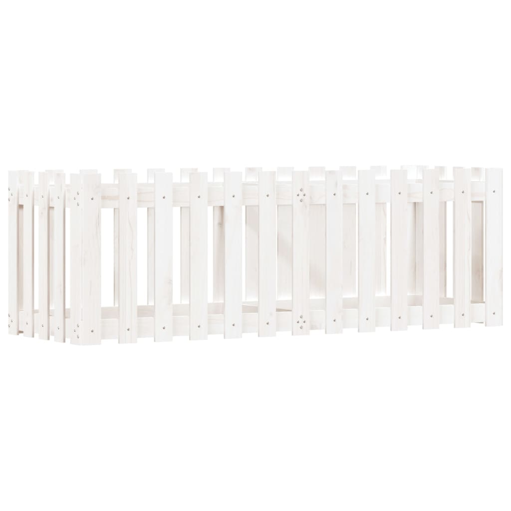vidaXL Garden Raised Bed with Fence Design White 150x50x50 cm Solid Wood Pine