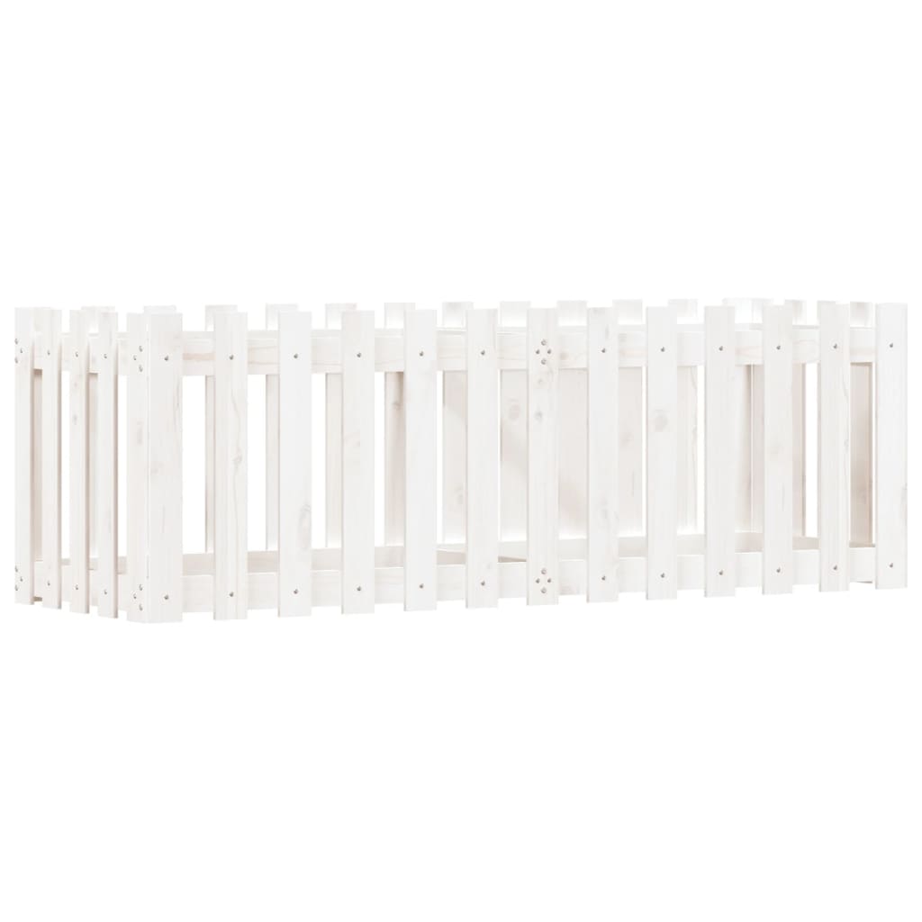 vidaXL Garden Raised Bed with Fence Design White 150x50x50 cm Solid Wood Pine