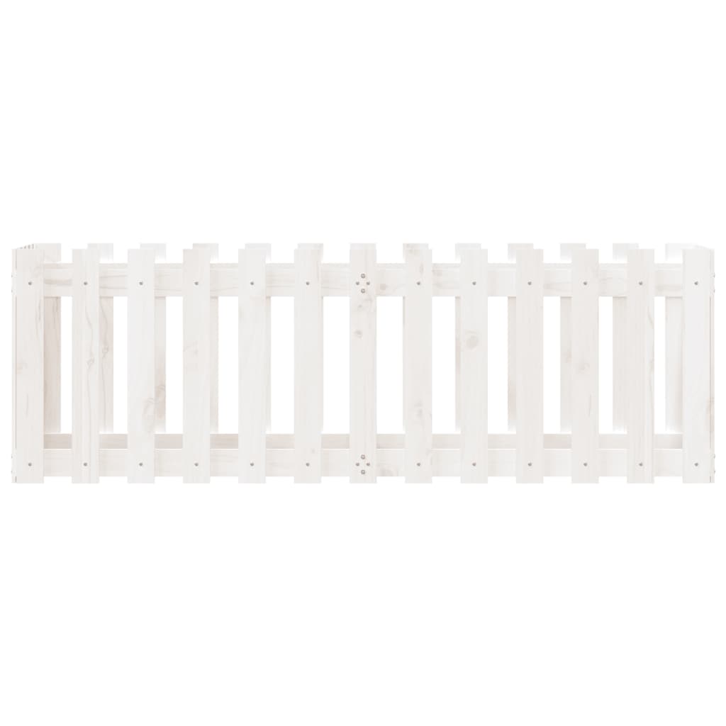 vidaXL Garden Raised Bed with Fence Design White 150x50x50 cm Solid Wood Pine