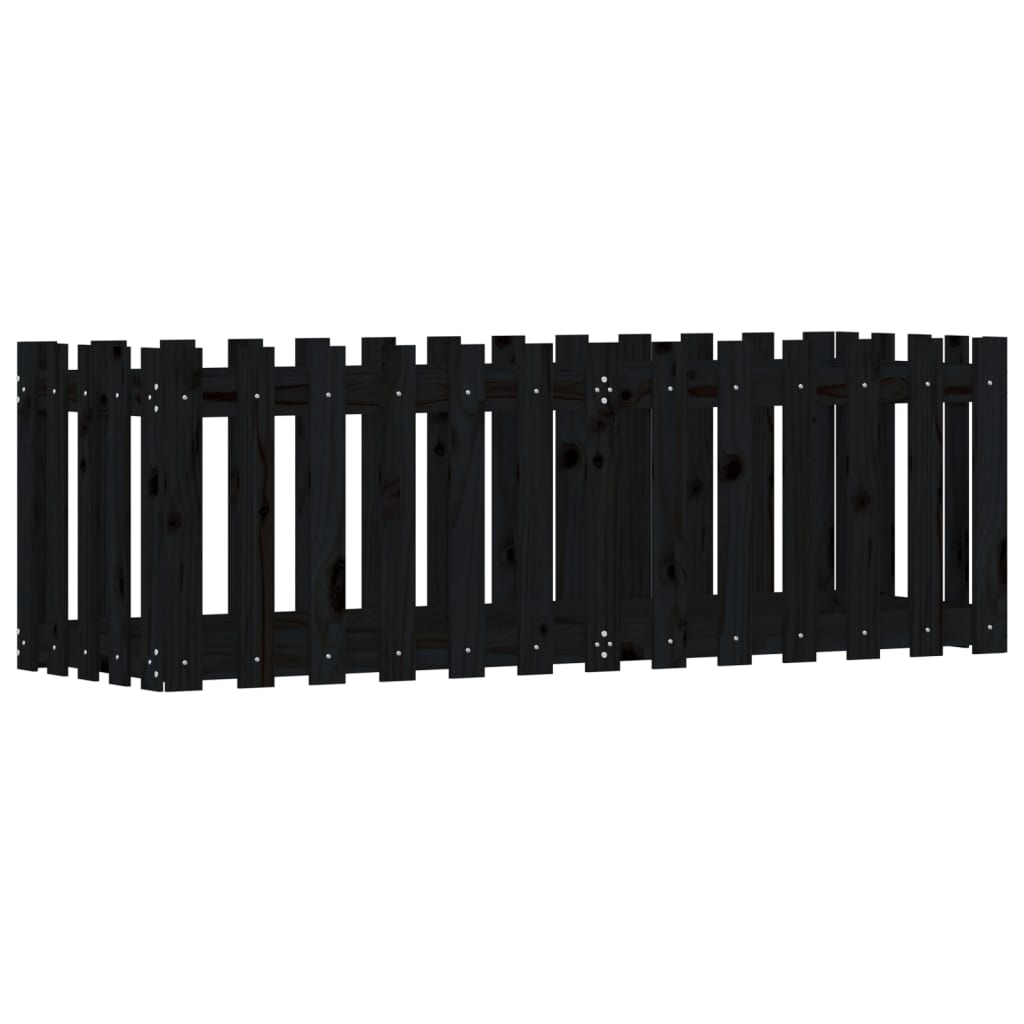 vidaXL Garden Raised Bed with Fence Design Black 150x50x50 cm Solid Wood Pine