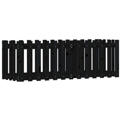 vidaXL Garden Raised Bed with Fence Design Black 150x50x50 cm Solid Wood Pine