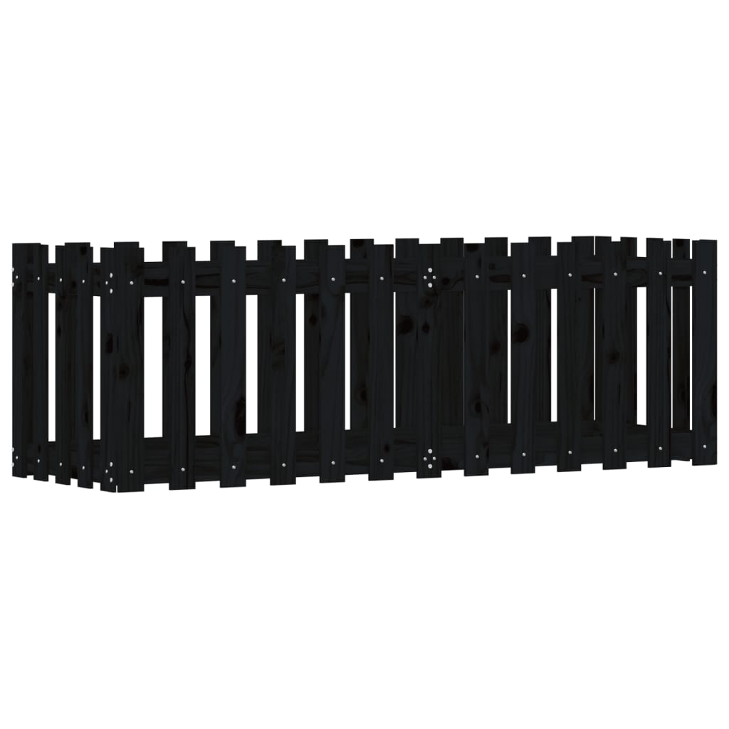 vidaXL Garden Raised Bed with Fence Design Black 150x50x50 cm Solid Wood Pine