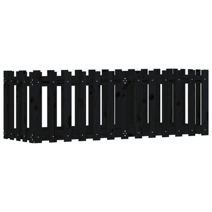 vidaXL Garden Raised Bed with Fence Design Black 150x50x50 cm Solid Wood Pine