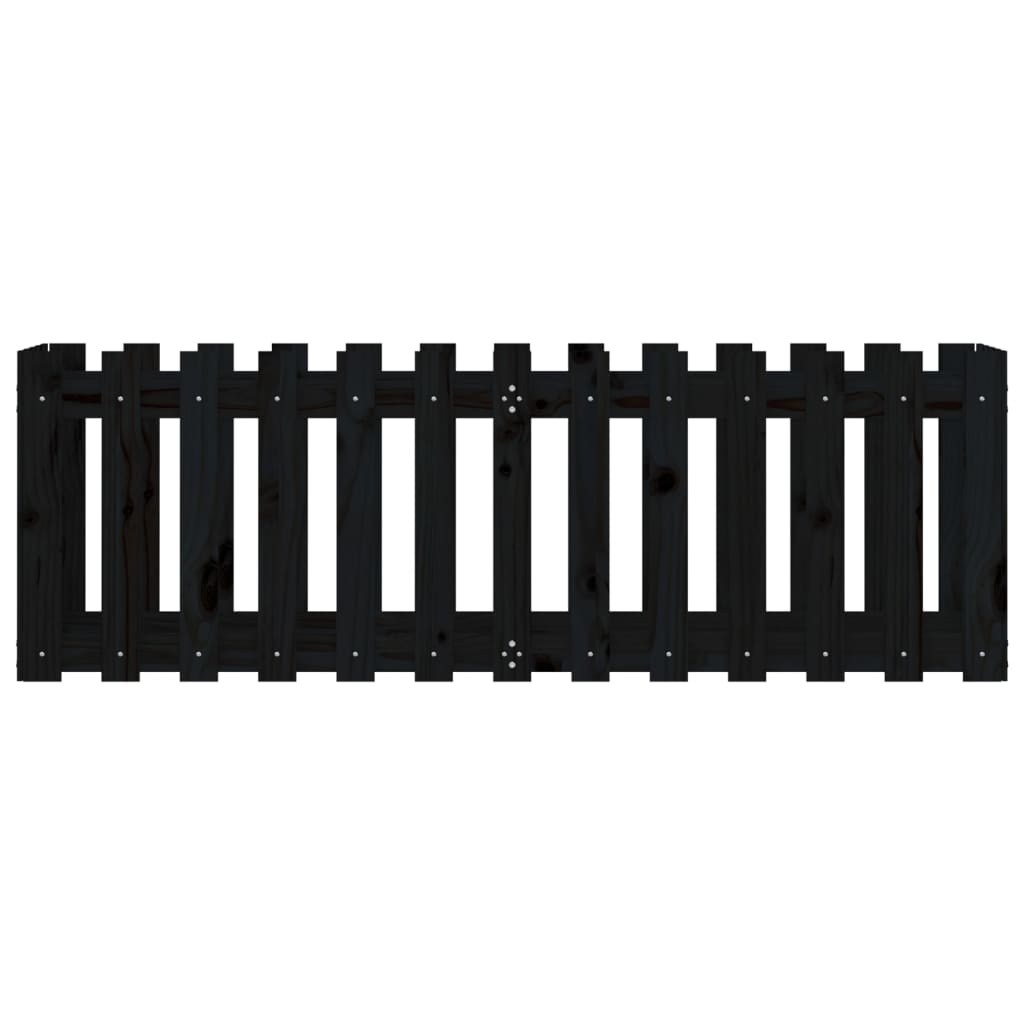 vidaXL Garden Raised Bed with Fence Design Black 150x50x50 cm Solid Wood Pine