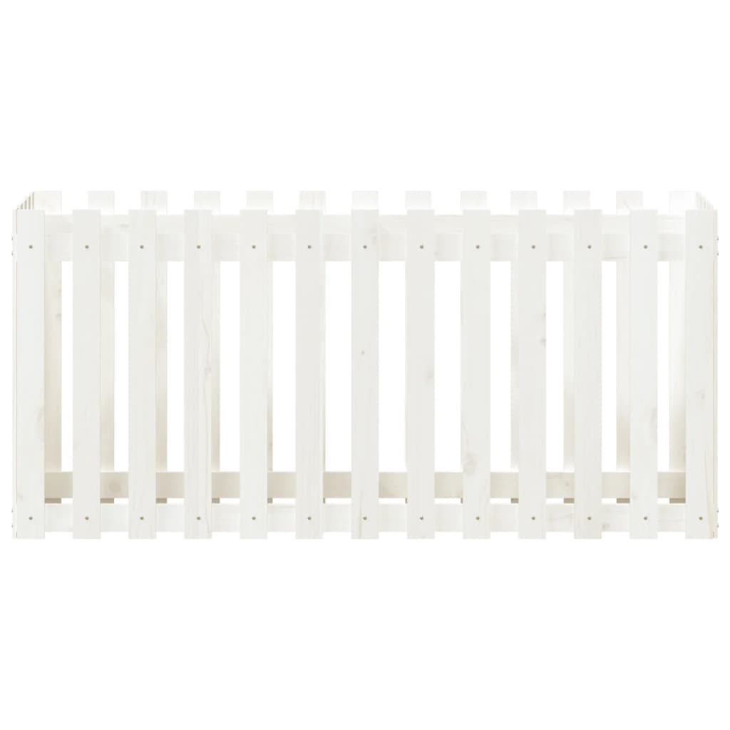 vidaXL Garden Raised Bed with Fence Design White 150x50x70 cm Solid Wood Pine