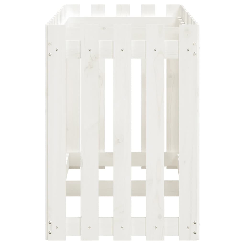 vidaXL Garden Raised Bed with Fence Design White 150x50x70 cm Solid Wood Pine