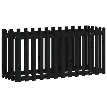 vidaXL Garden Raised Bed with Fence Design Black 150x50x70 cm Solid Wood Pine